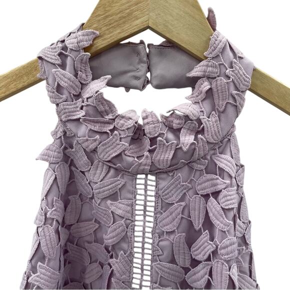 Revolve Bardot Gemma Light Lavender Floral Overlay Detail Midi Dress Size 10 - Picture 7 of 14